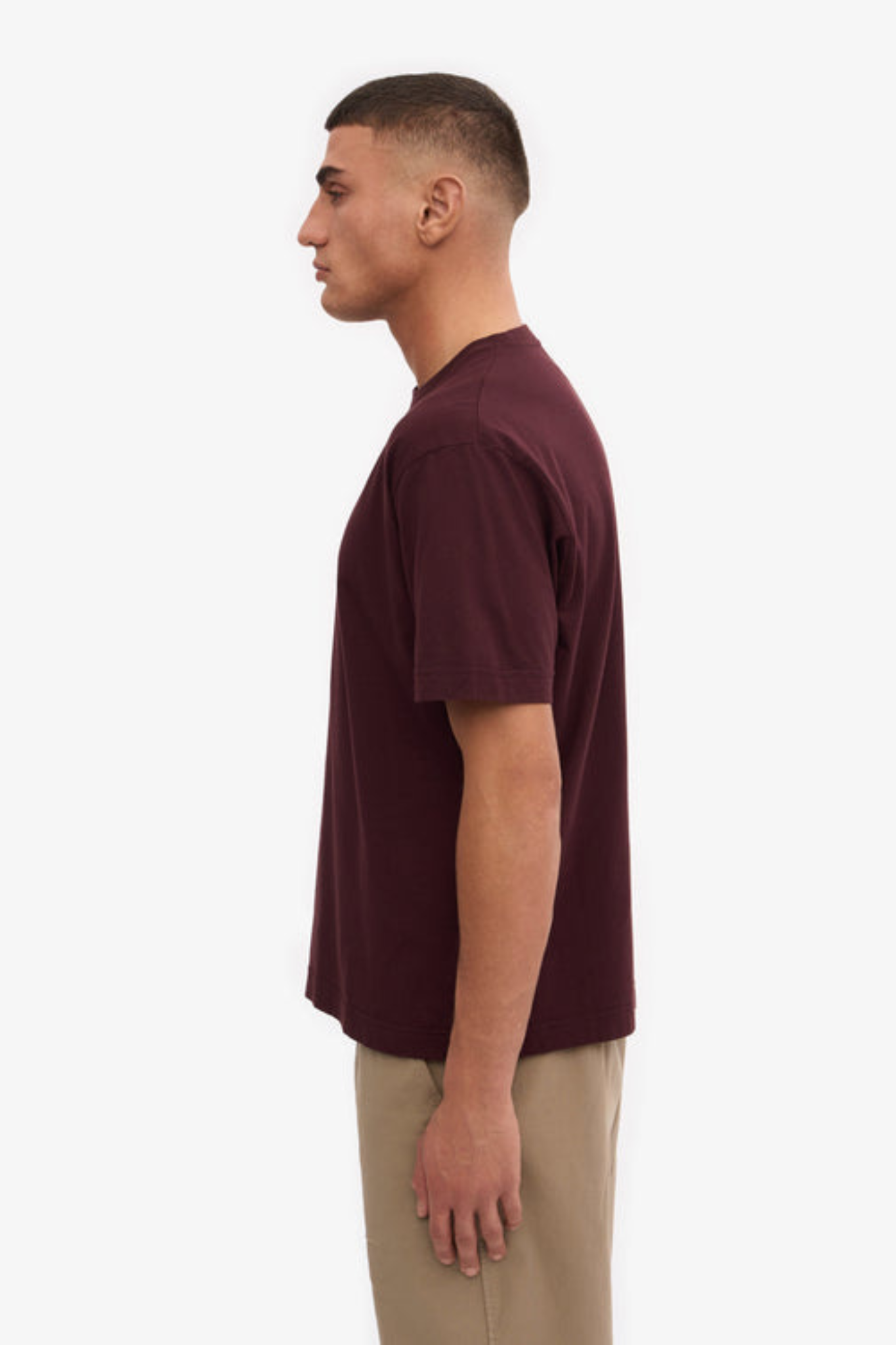 OVERSIZED ORGANIC T-SHIRT - OXBLOOD RED