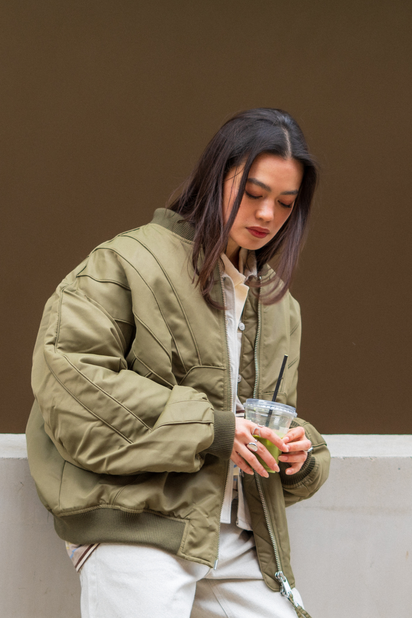 AURORA BOMBER JACKET - DUSKY GREEN