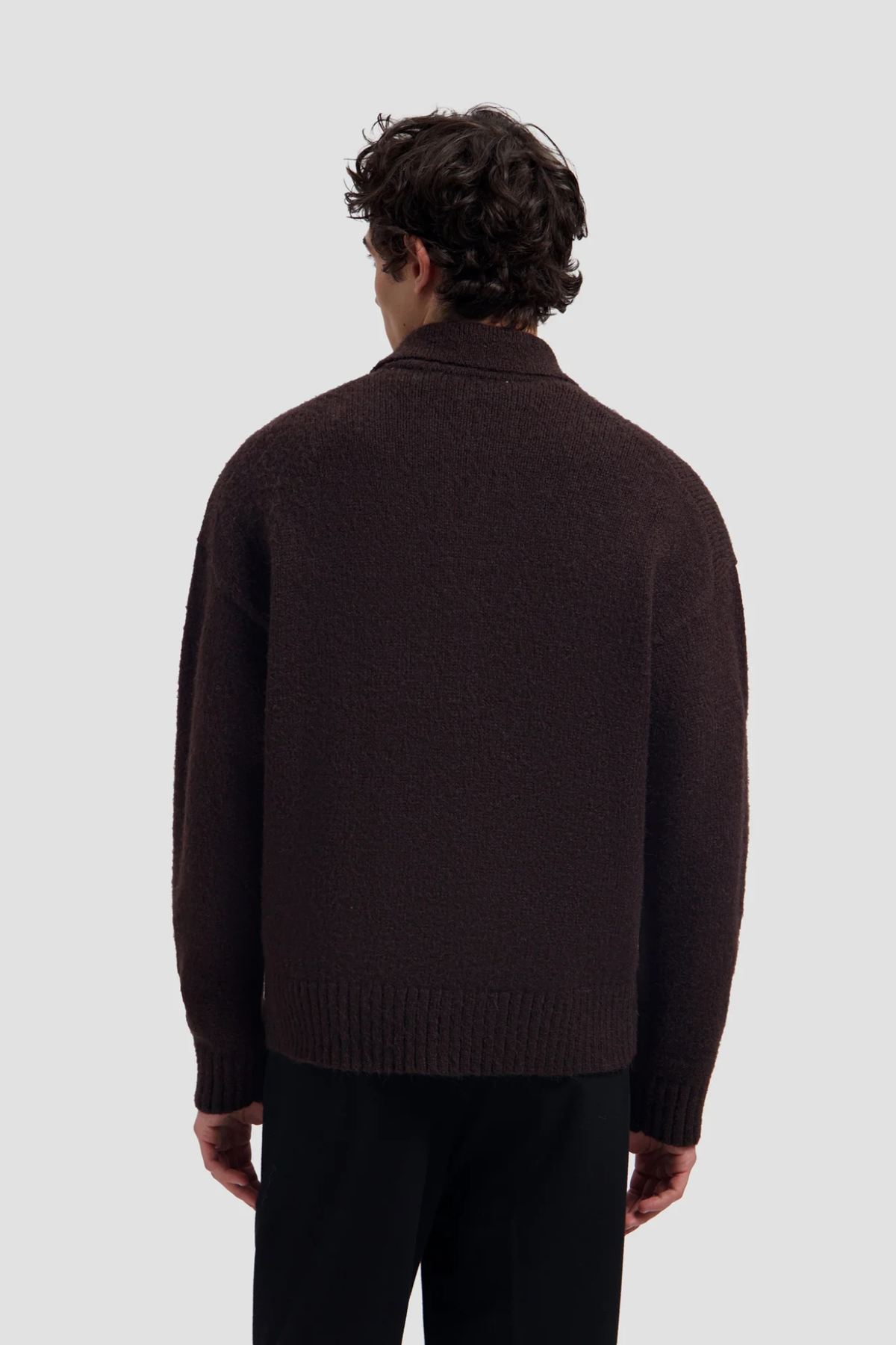 OVERSIZED KNITTED POLO - CHOCOLATE PLUM