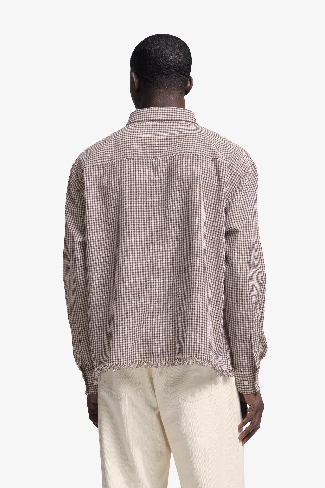 DISTRESSED FARMER'S LS SHIRT - BROWN