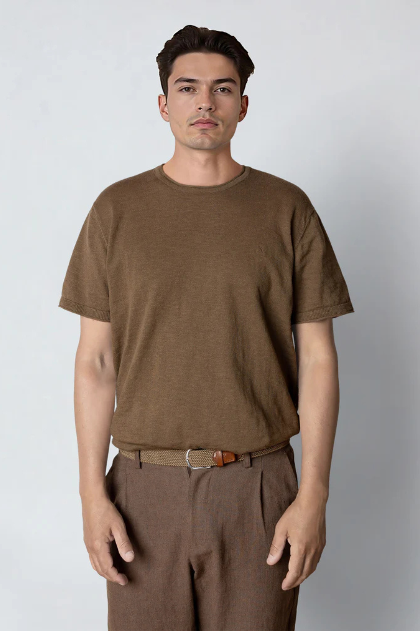 THOMAS KNITTED T-SHIRT - SHITAKE