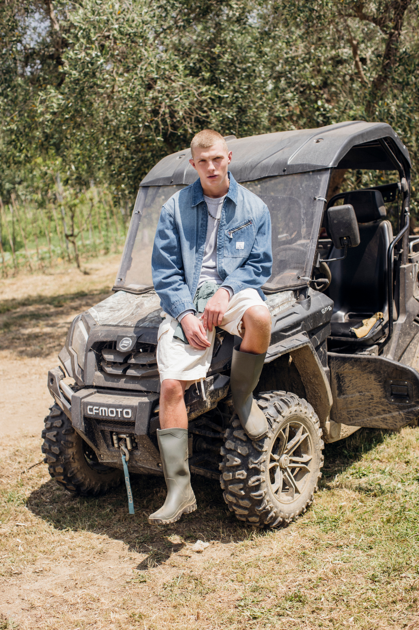 WORK SHORT JACKET - OVERALL WASH DENIM
