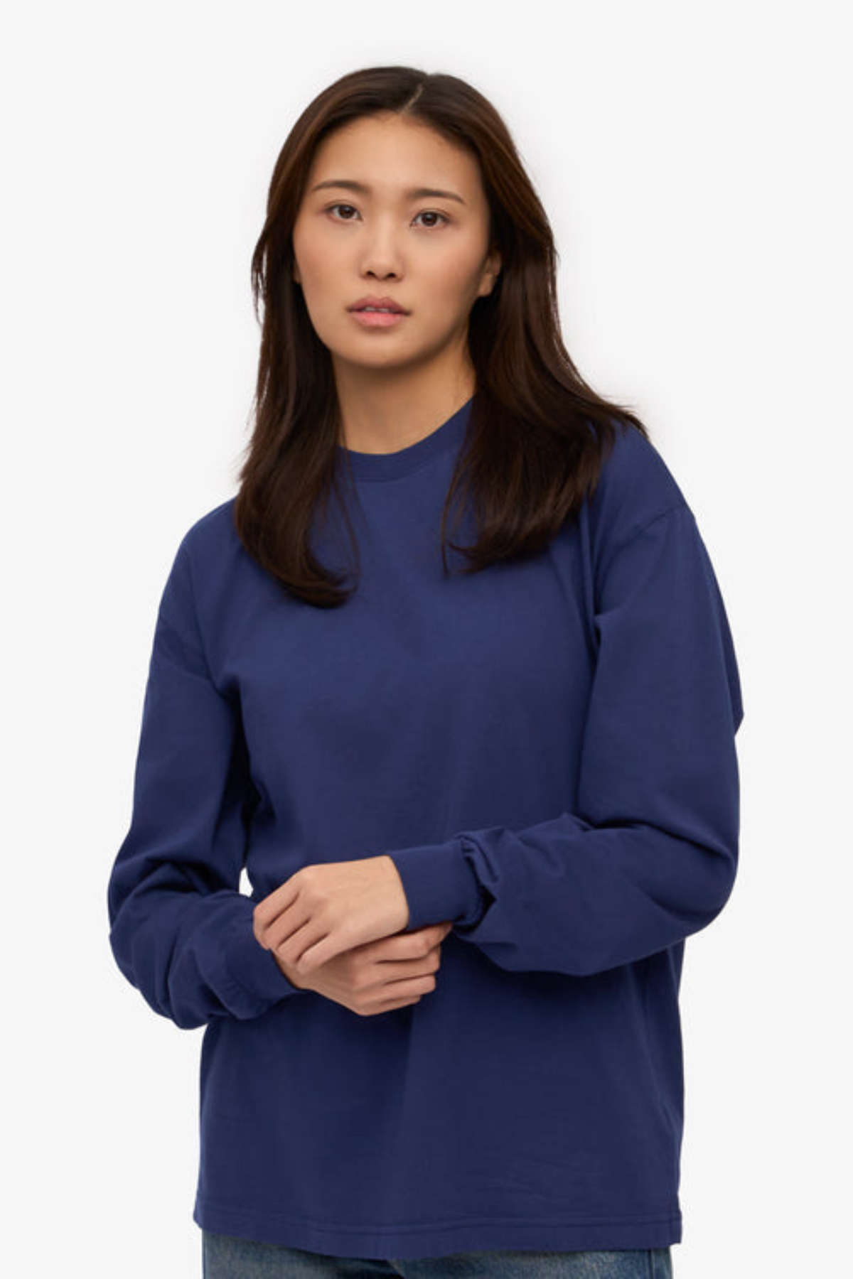 OVERSIZED ORGANIC LS T-SHIRT - MARINE BLUE