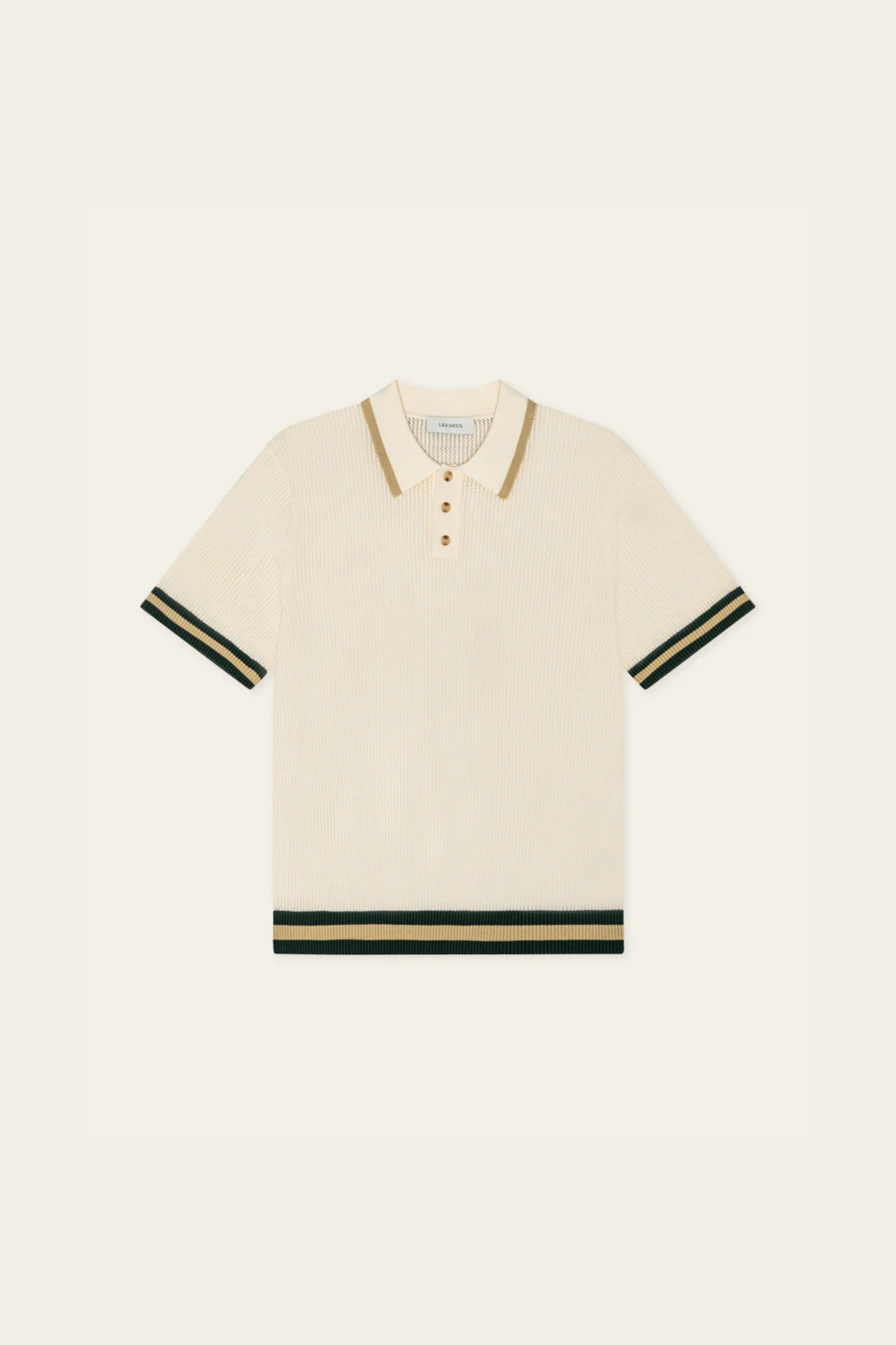 LACE KNITTED POLO - EGGNOG WHITE