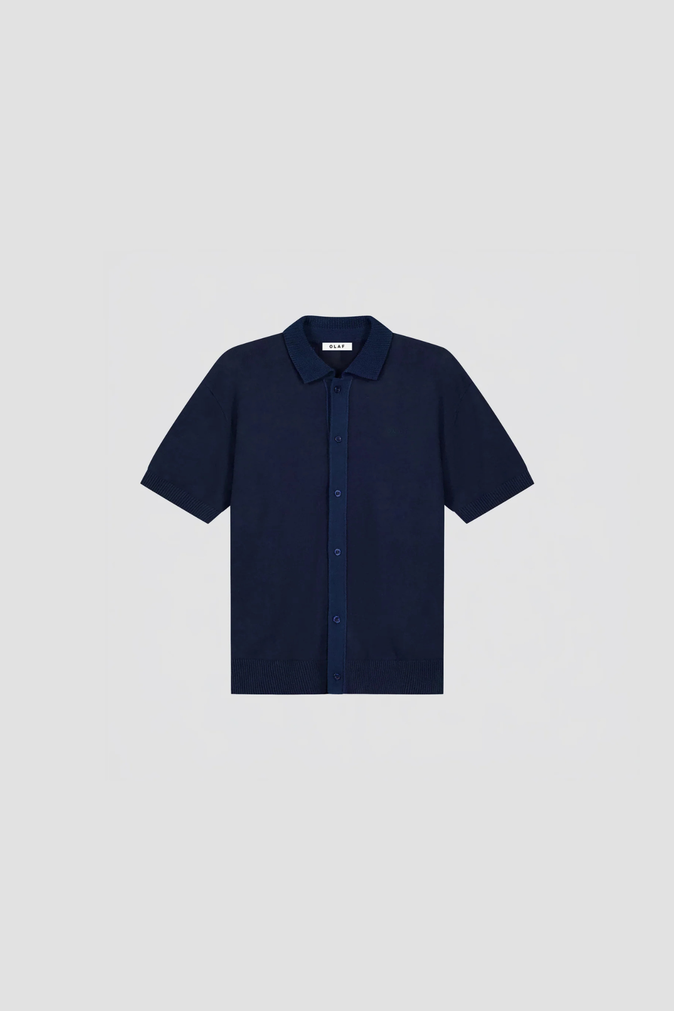 LINEN KNITTED SS POLO - NAVY