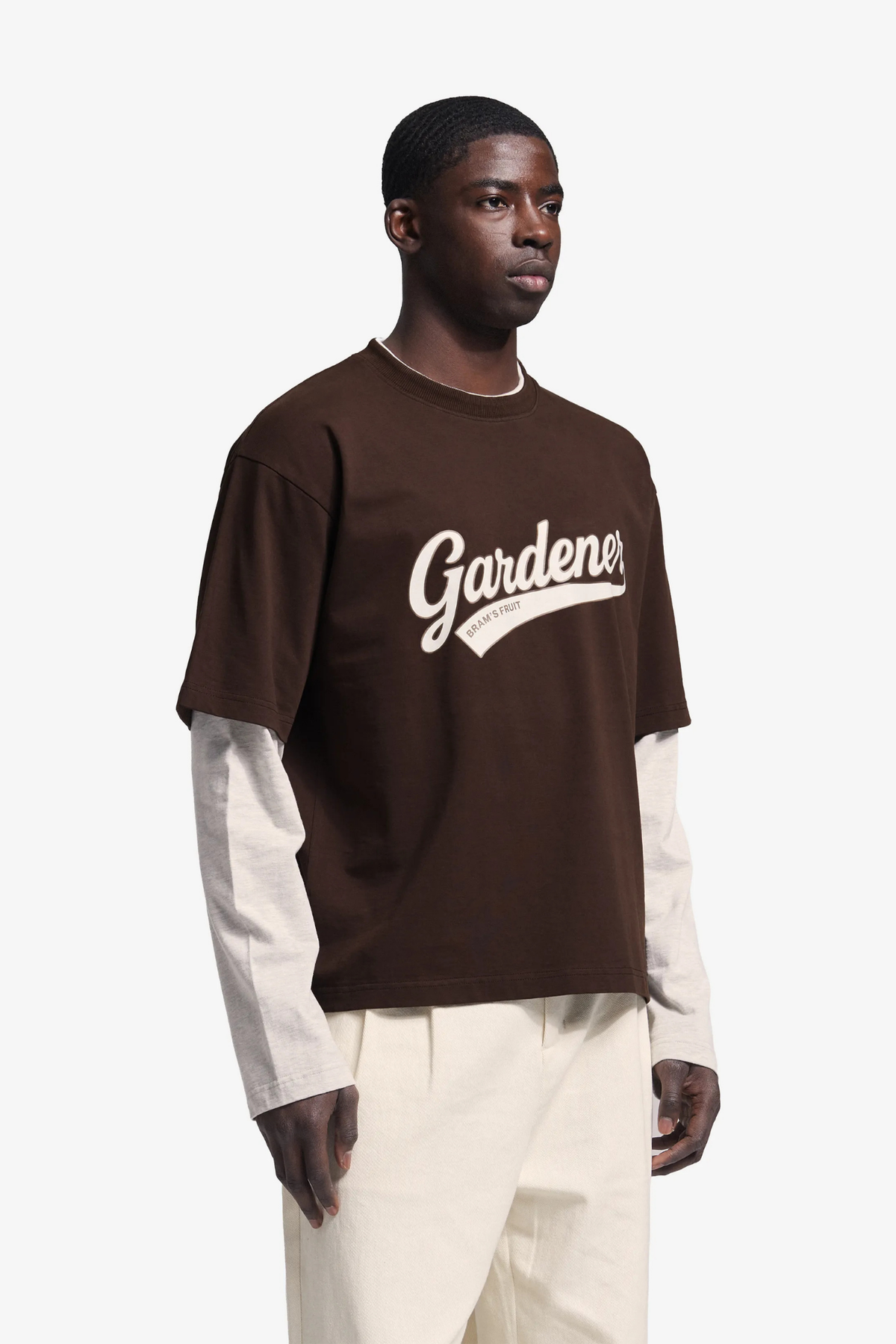 DOUBLE LAYER T-SHIRT - BROWN