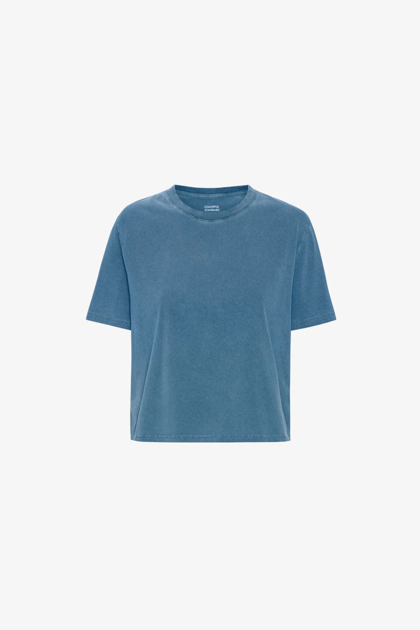 ORGANIC BOXY CROP T-SHIRT - FADED INDIGO