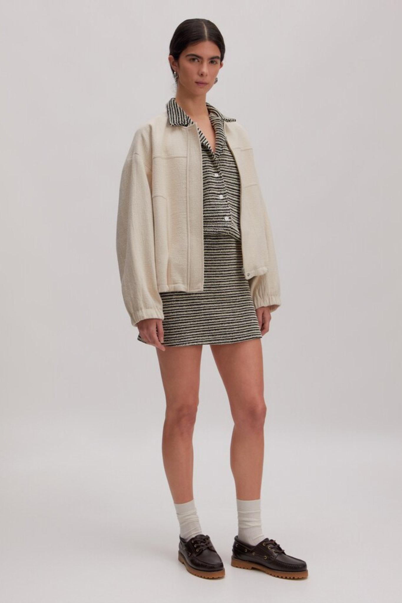 SHAILA MINI SKIRT - STRIPES: BLACK + CREAM