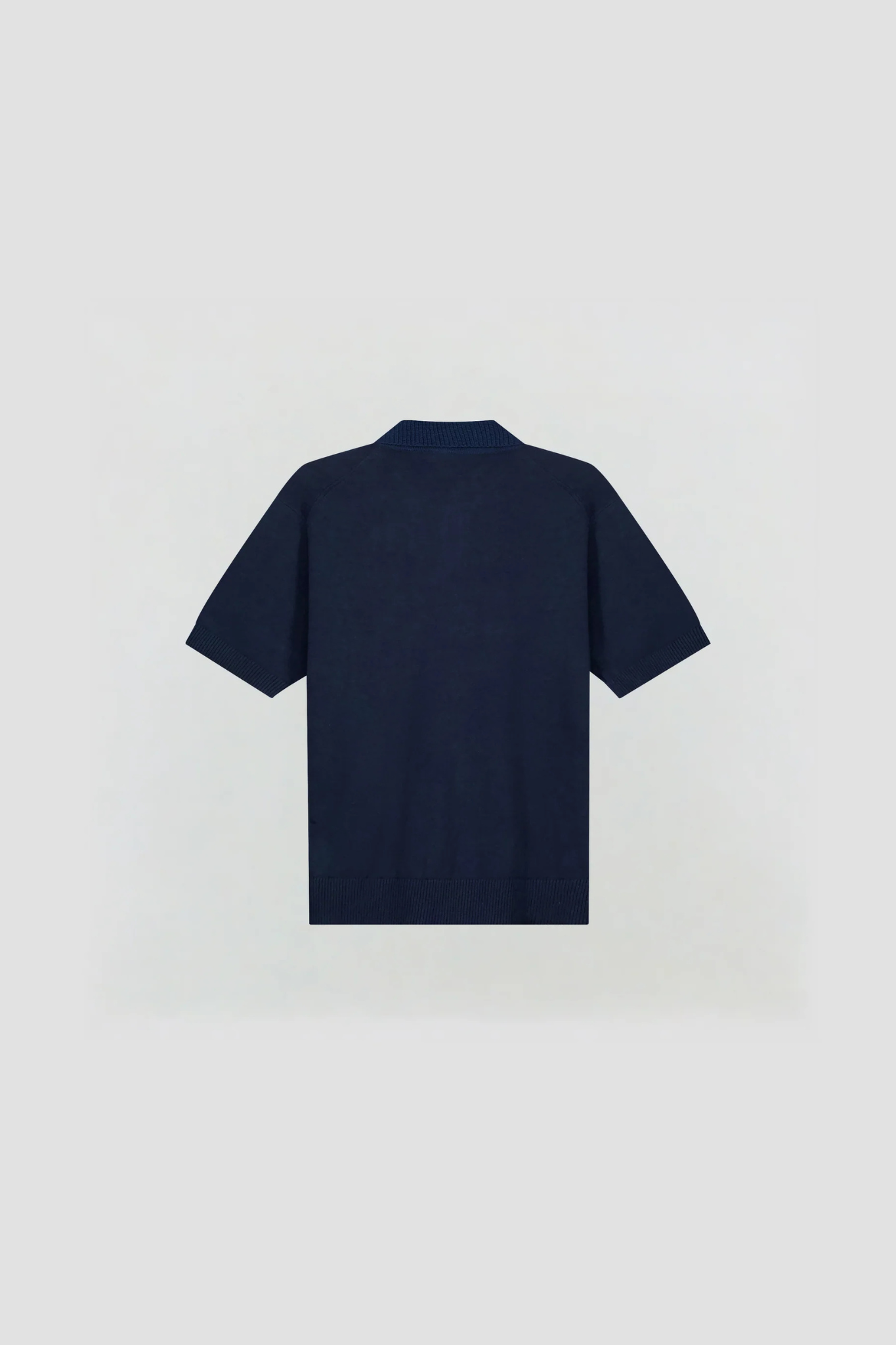 LINEN KNITTED SS POLO - NAVY