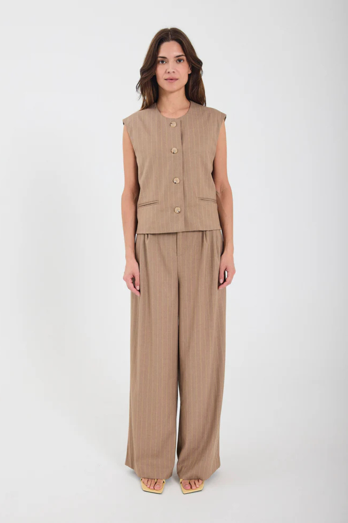 NOVIA SHORT WAISTCOAT - YELLOW STRIPE