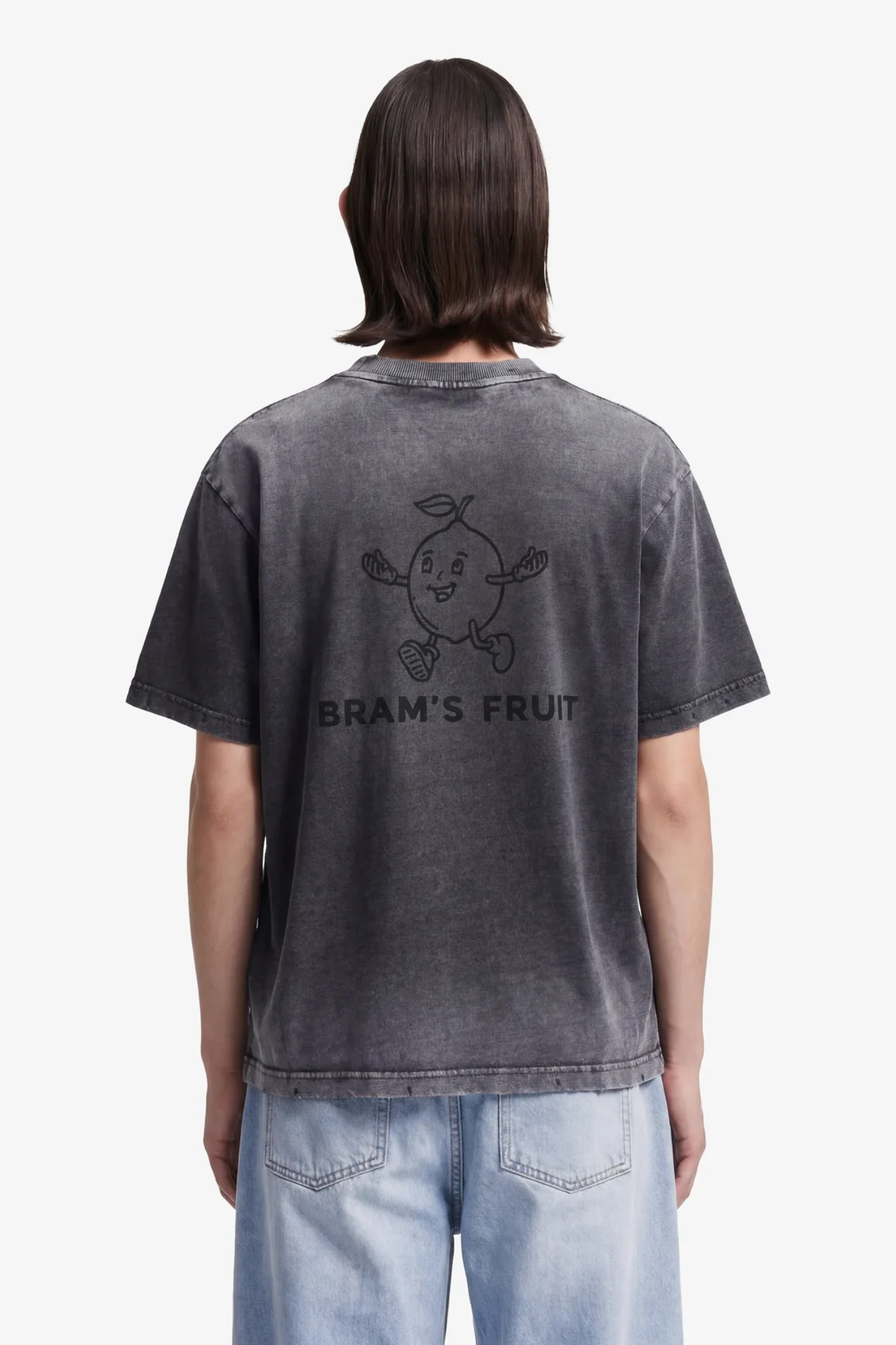 DISTRESSED BIG LEMON OUTLINE T-SHIRT - SHADOW BLACK