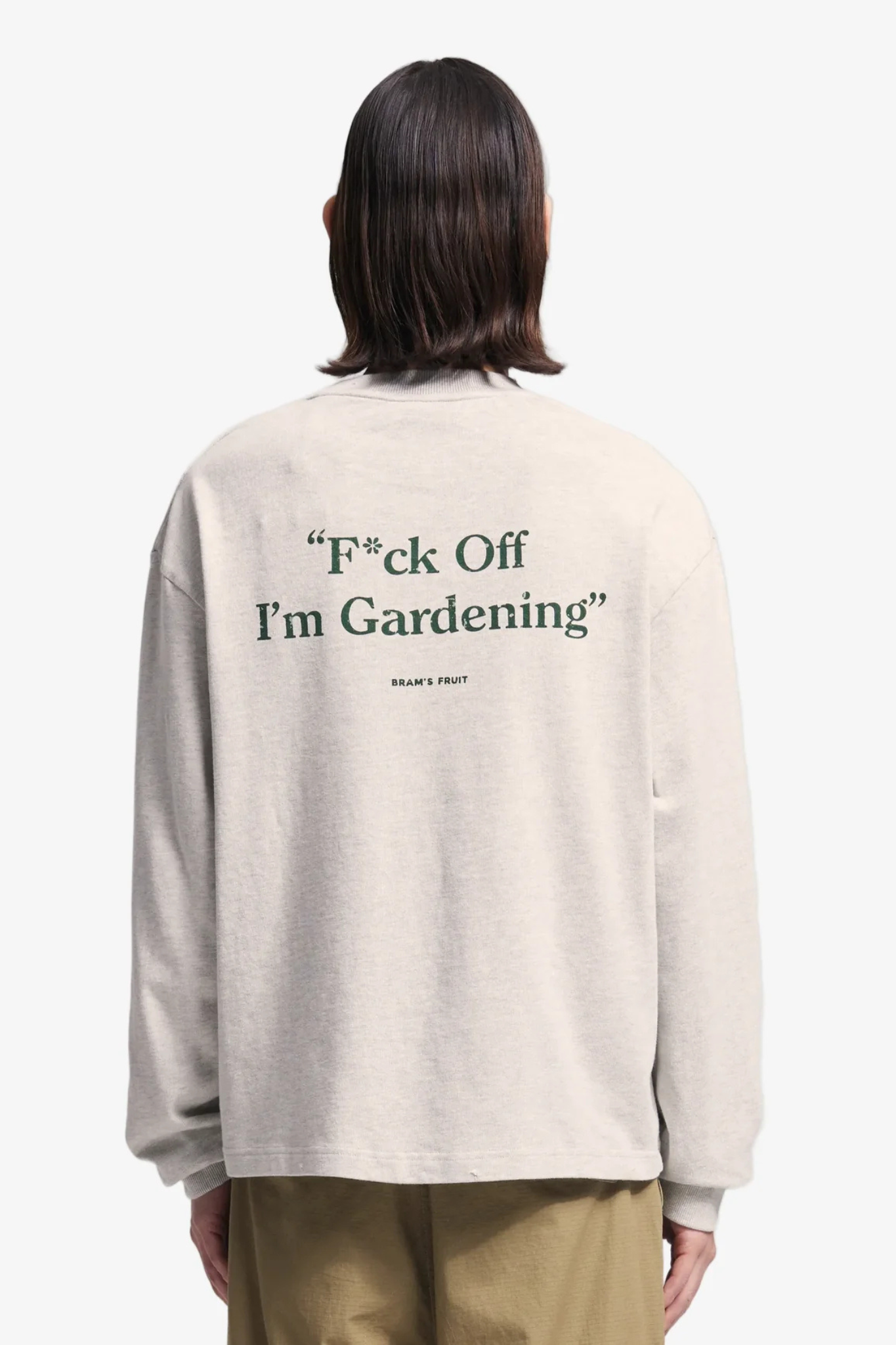 DISTRESSED F*CK OFF I'M GARDENING LONGSLEEVE - GREY MELANGE