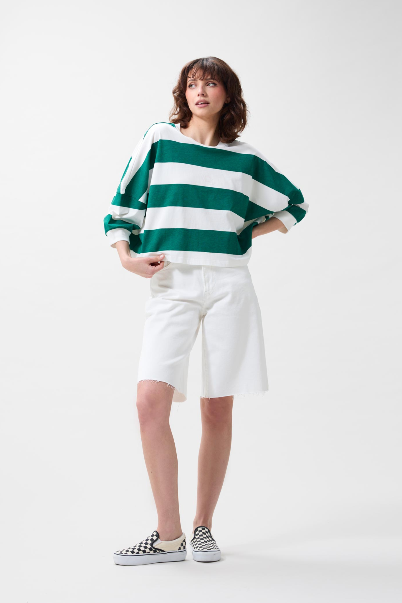 OVERSIZED BOLD STRIPED T-SHIRT - WILD GREEN