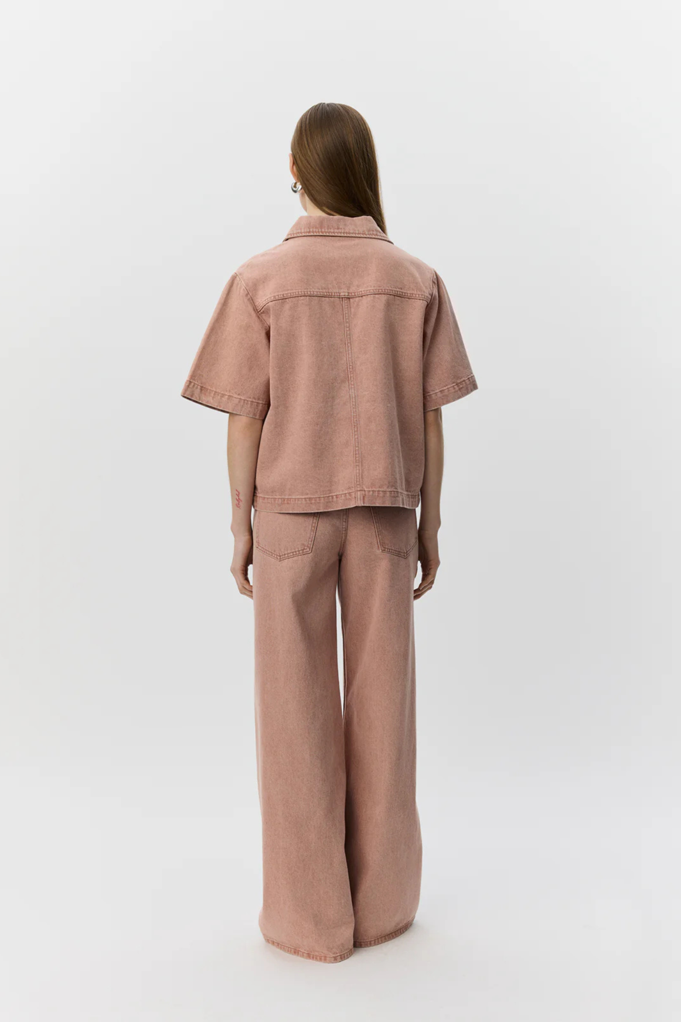 MANJA SHORT SLEEVE DENIM SHIRT - DENIM ROSE