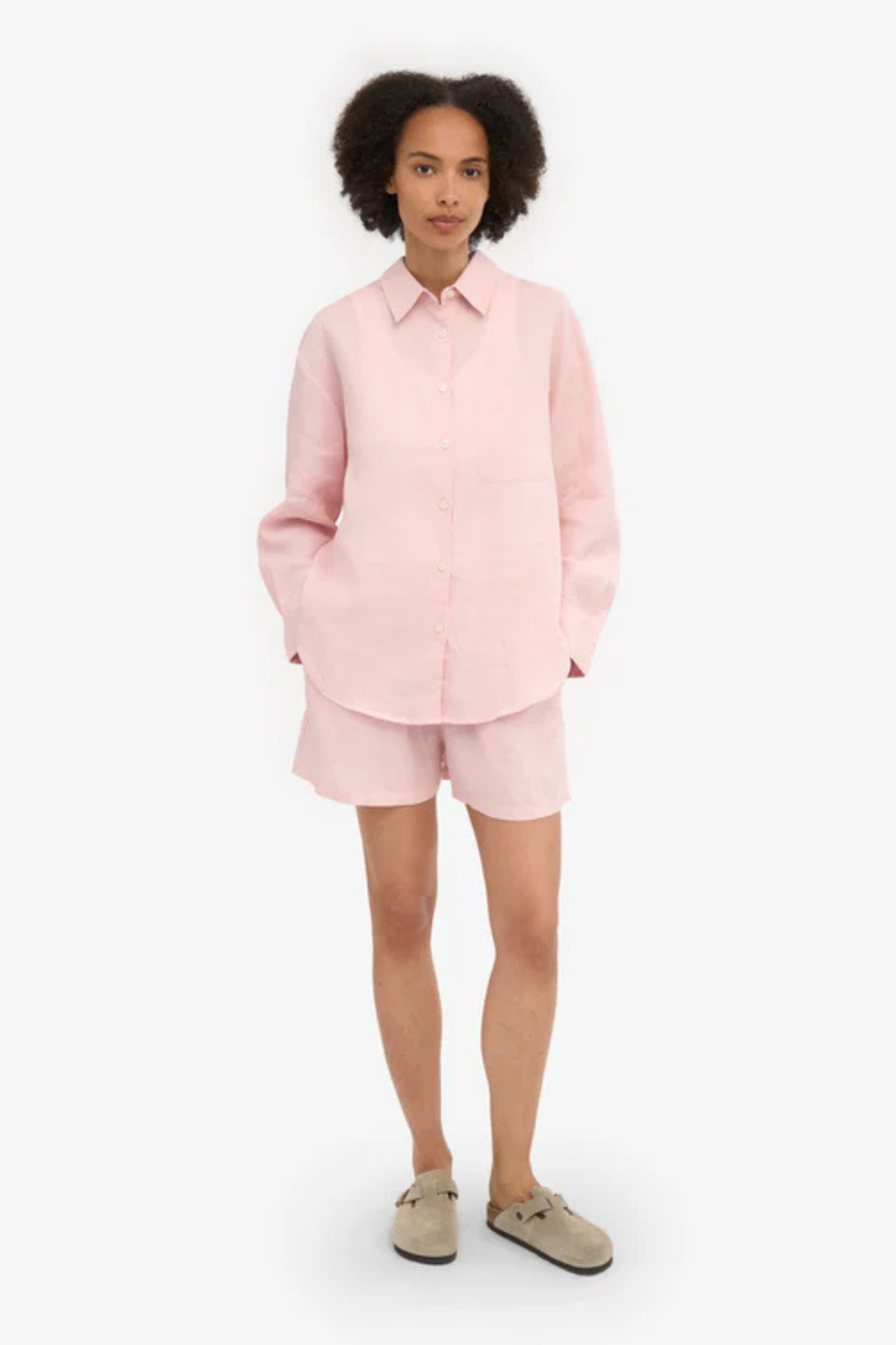 LINEN OVERSIZED SHIRT - FADED PINK
