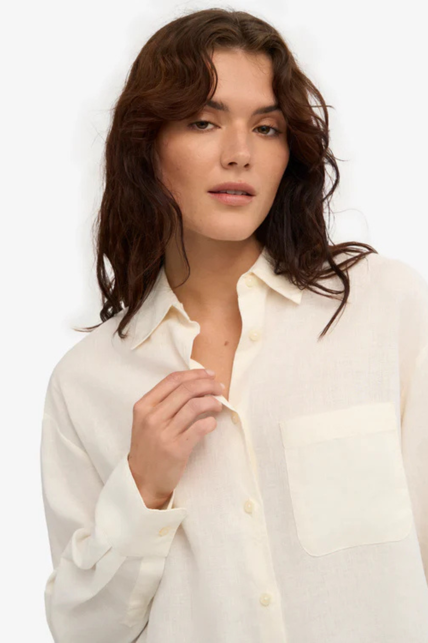 LINEN OVERSIZED SHIRT - IVORY WHITE
