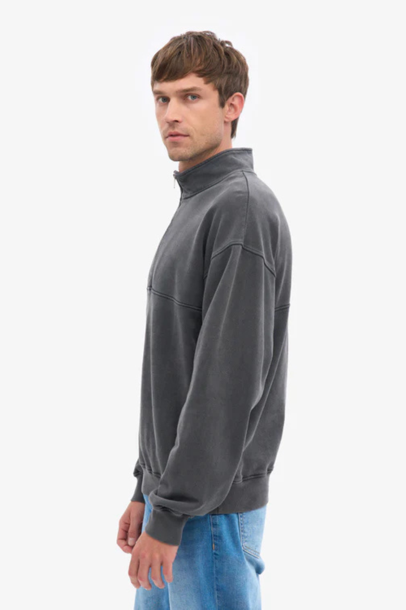 ORGANIC QUARTER ZIP - FADED BLACK