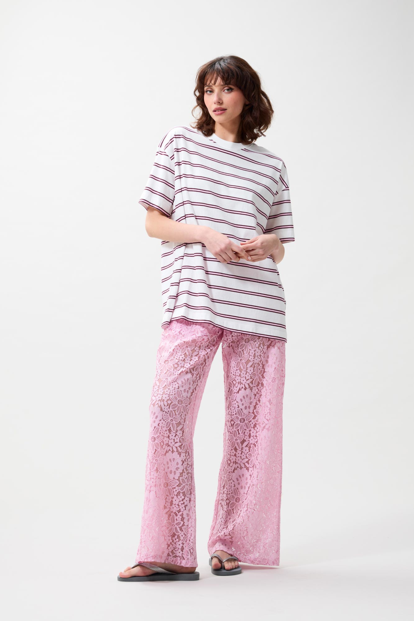 OVERSIZED STRIPED T-SHIRT - ROSEBLOOM