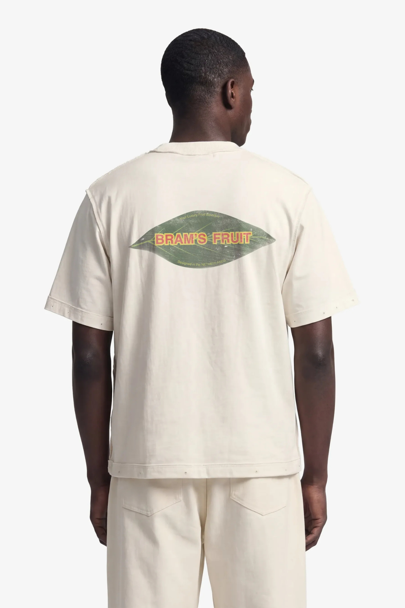 DISTRESEED LEAF T-SHIRT - OFF WHITE