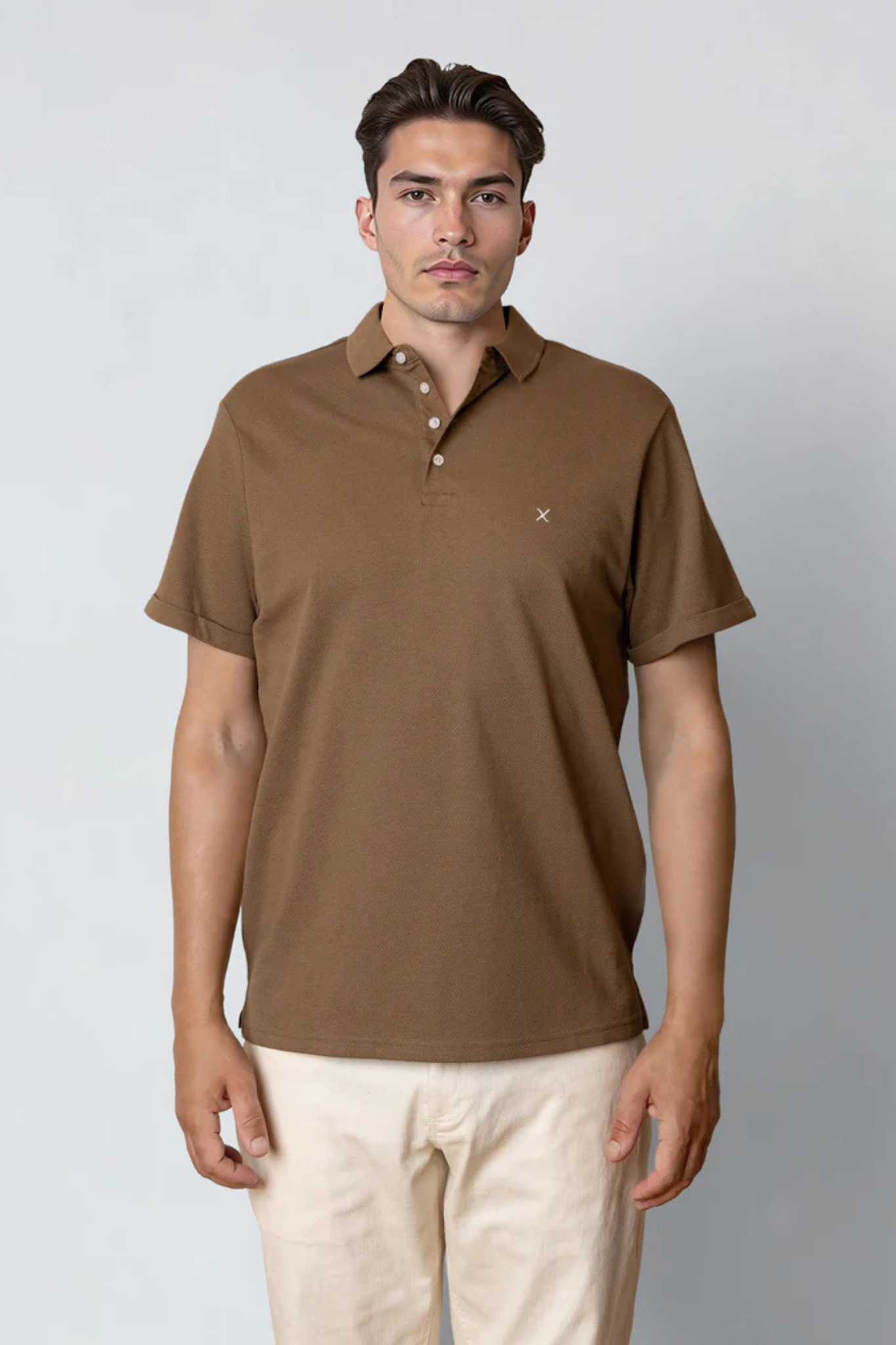 SILKERBORG STRETCH POLO - SHITAKE