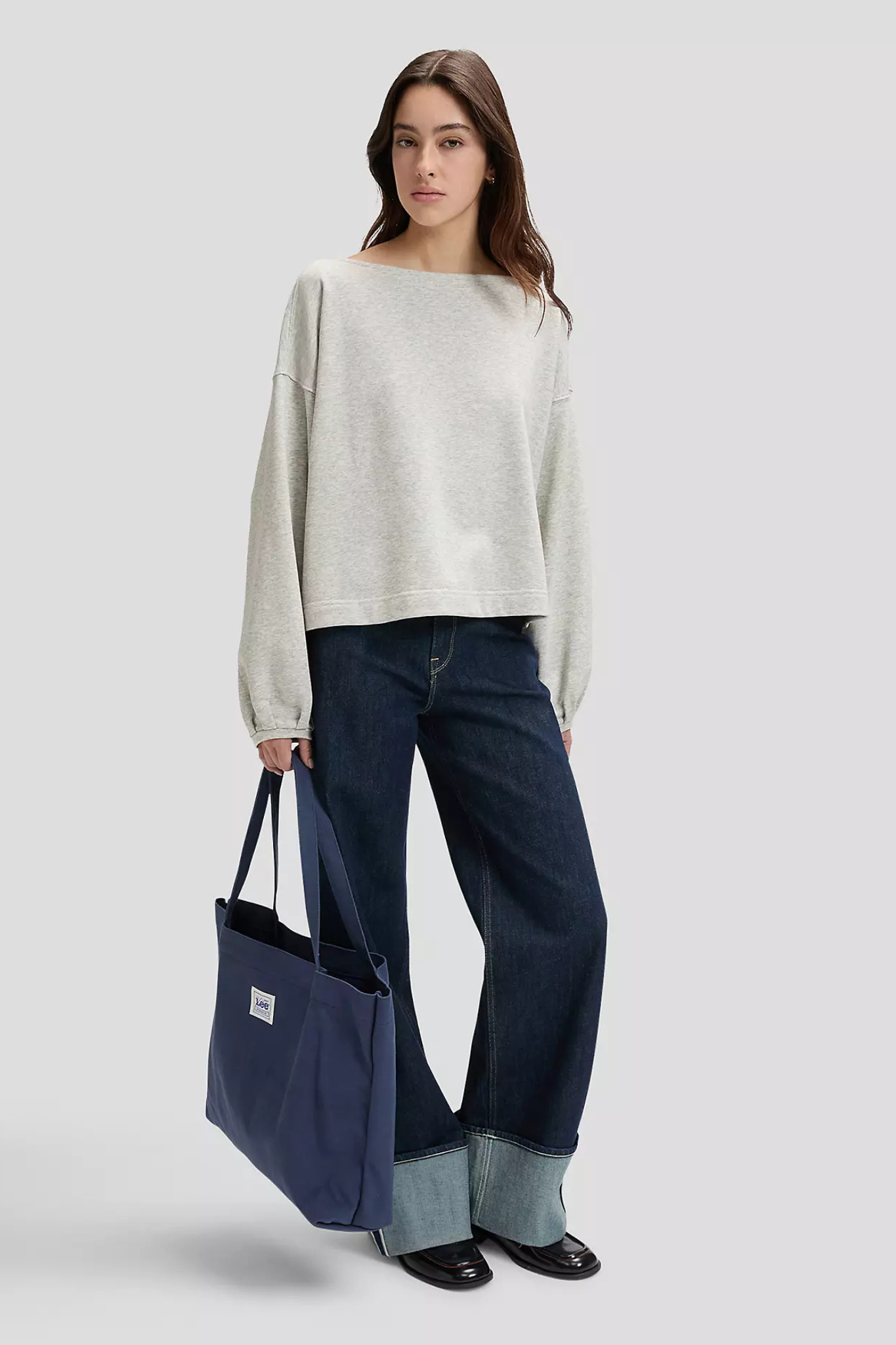 DRAMATIC SLEEVE SWEATSHIRT - GREY HEATHER