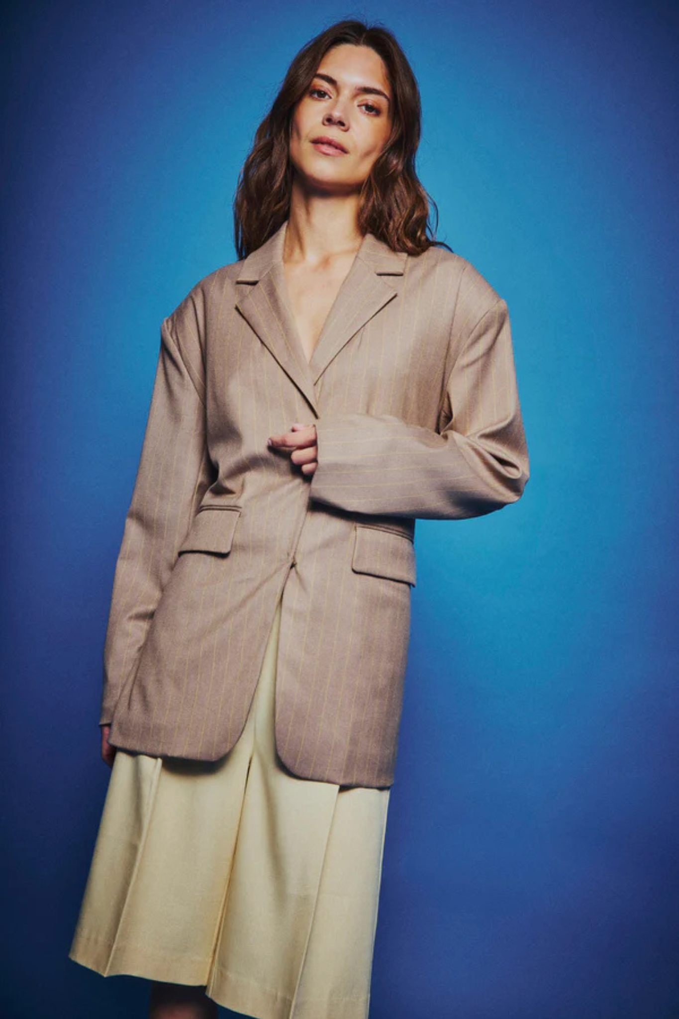 NOVIA TIE BLAZER - YELLOW STRIPE
