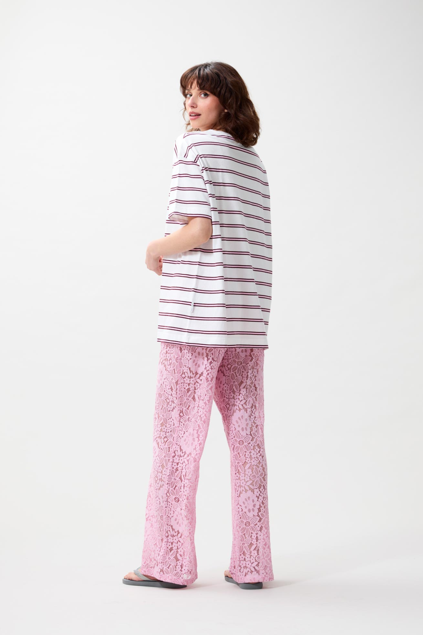 OVERSIZED STRIPED T-SHIRT - ROSEBLOOM