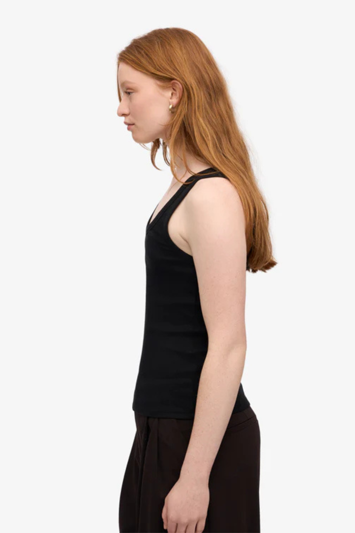 ORGANIC RIB TANK TOP WOMEN - DEEP BLACK