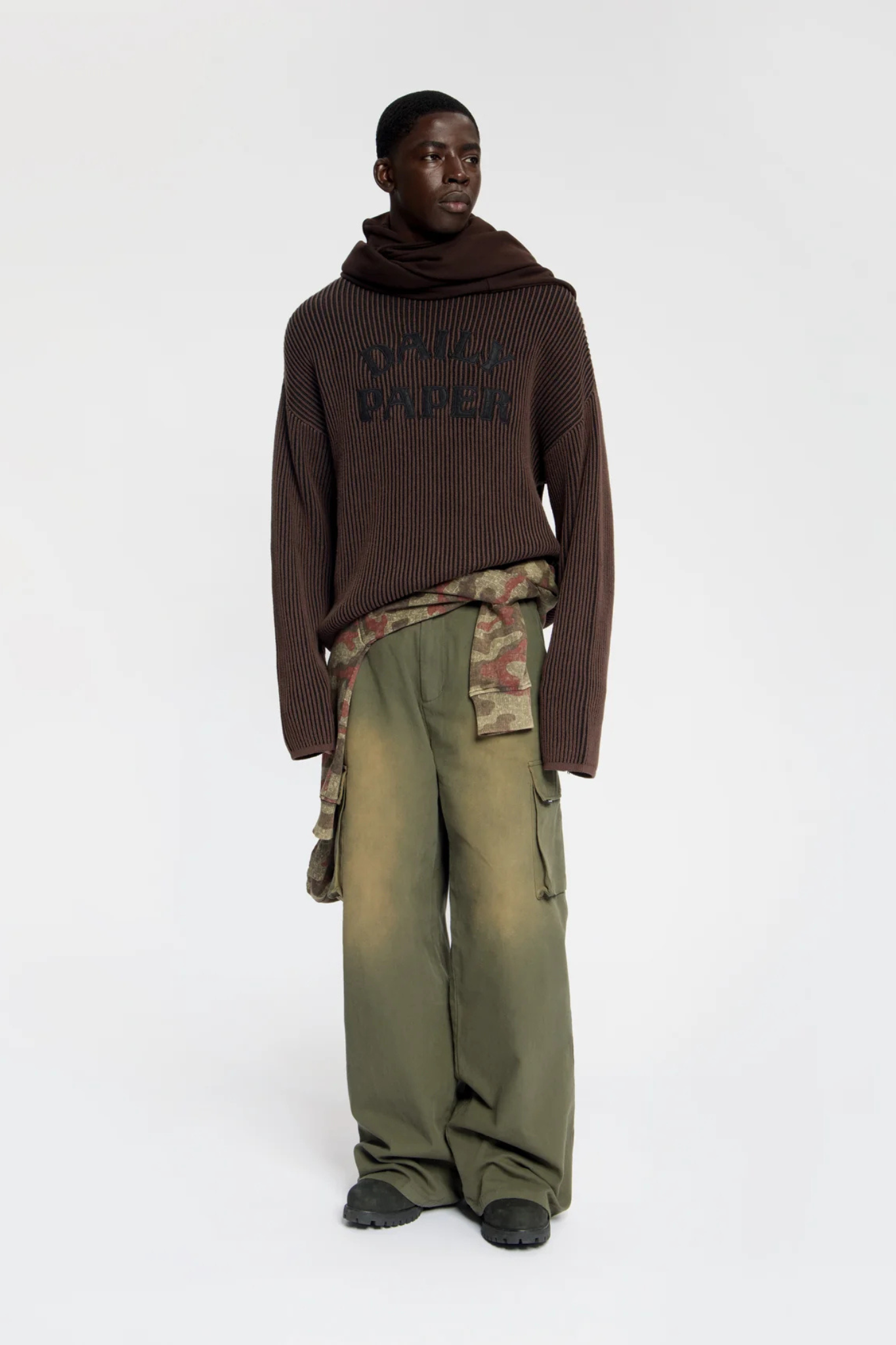DIAS STACKED RIB KNIT SWEATER - MOLE