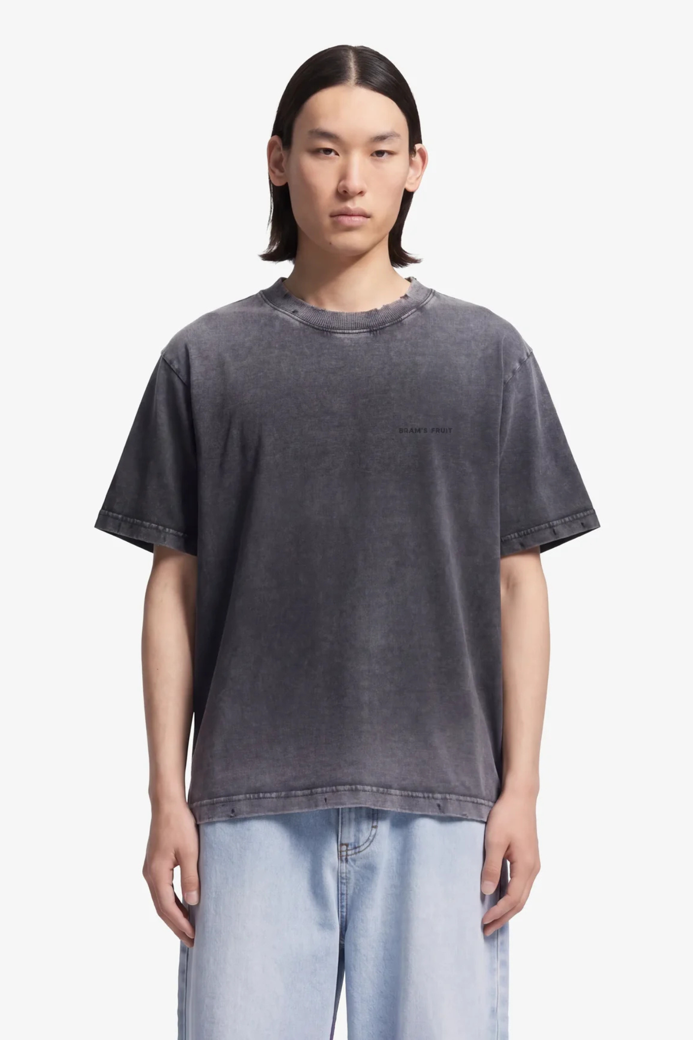 DISTRESSED BIG LEMON OUTLINE T-SHIRT - SHADOW BLACK