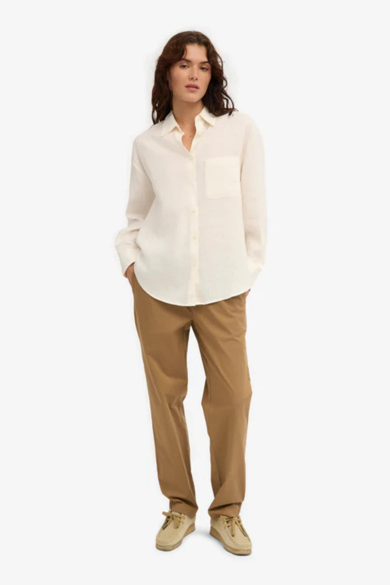 LINEN OVERSIZED SHIRT - IVORY WHITE