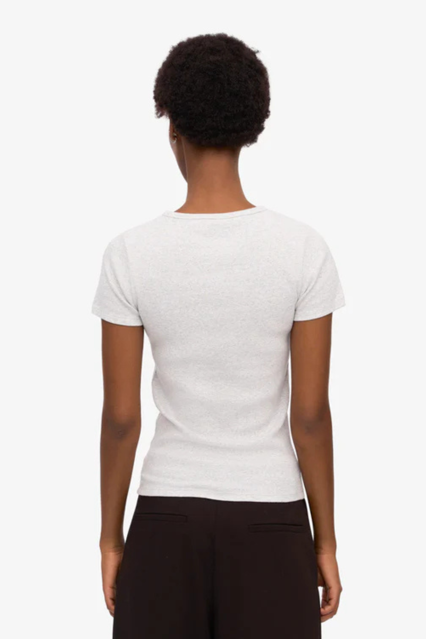 ORGANIC RIB SS T-SHIRT - SNOW MELANGE