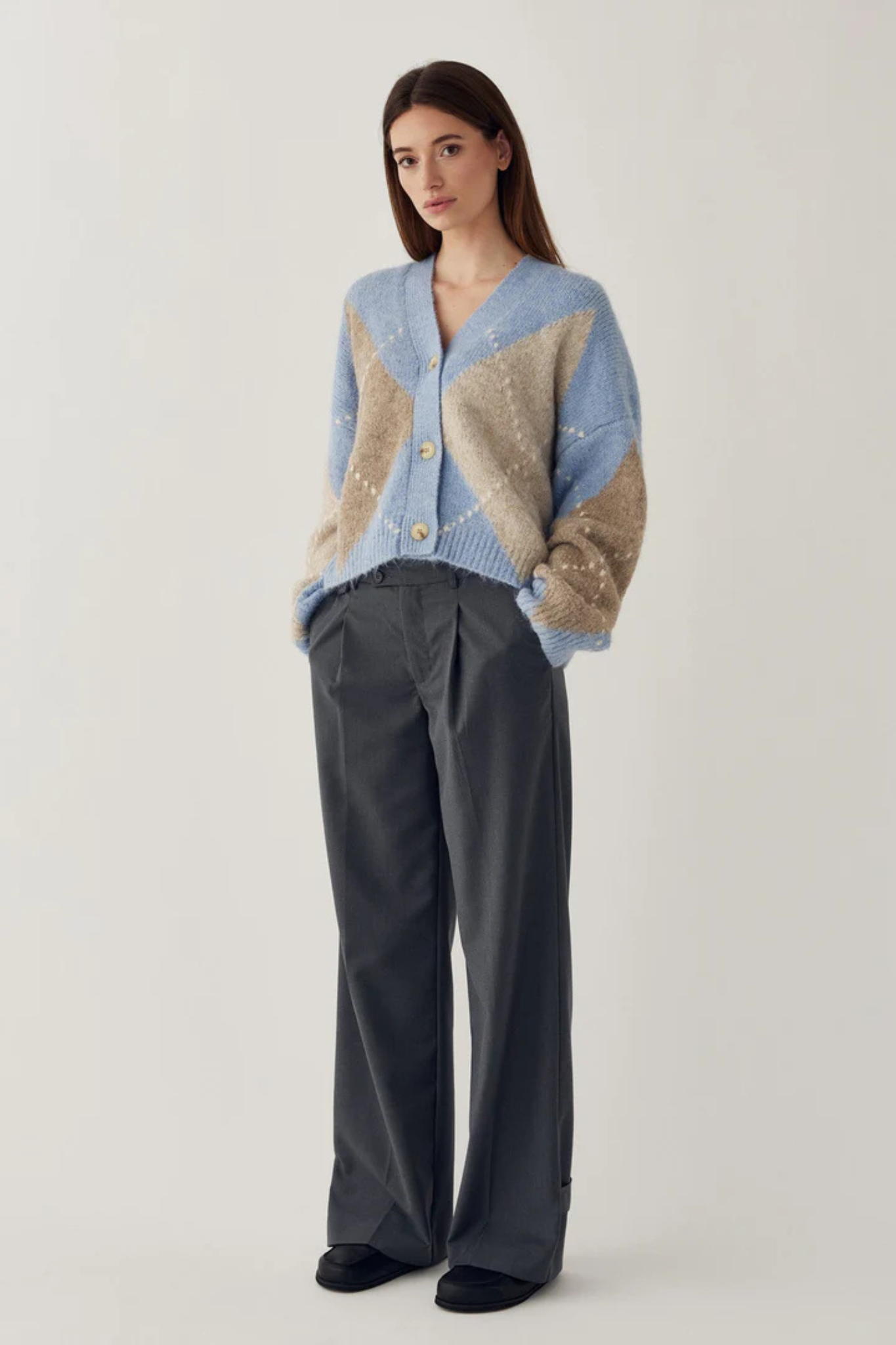 LAIANA KNIT CARDIGAN - SKY BLUE MIX