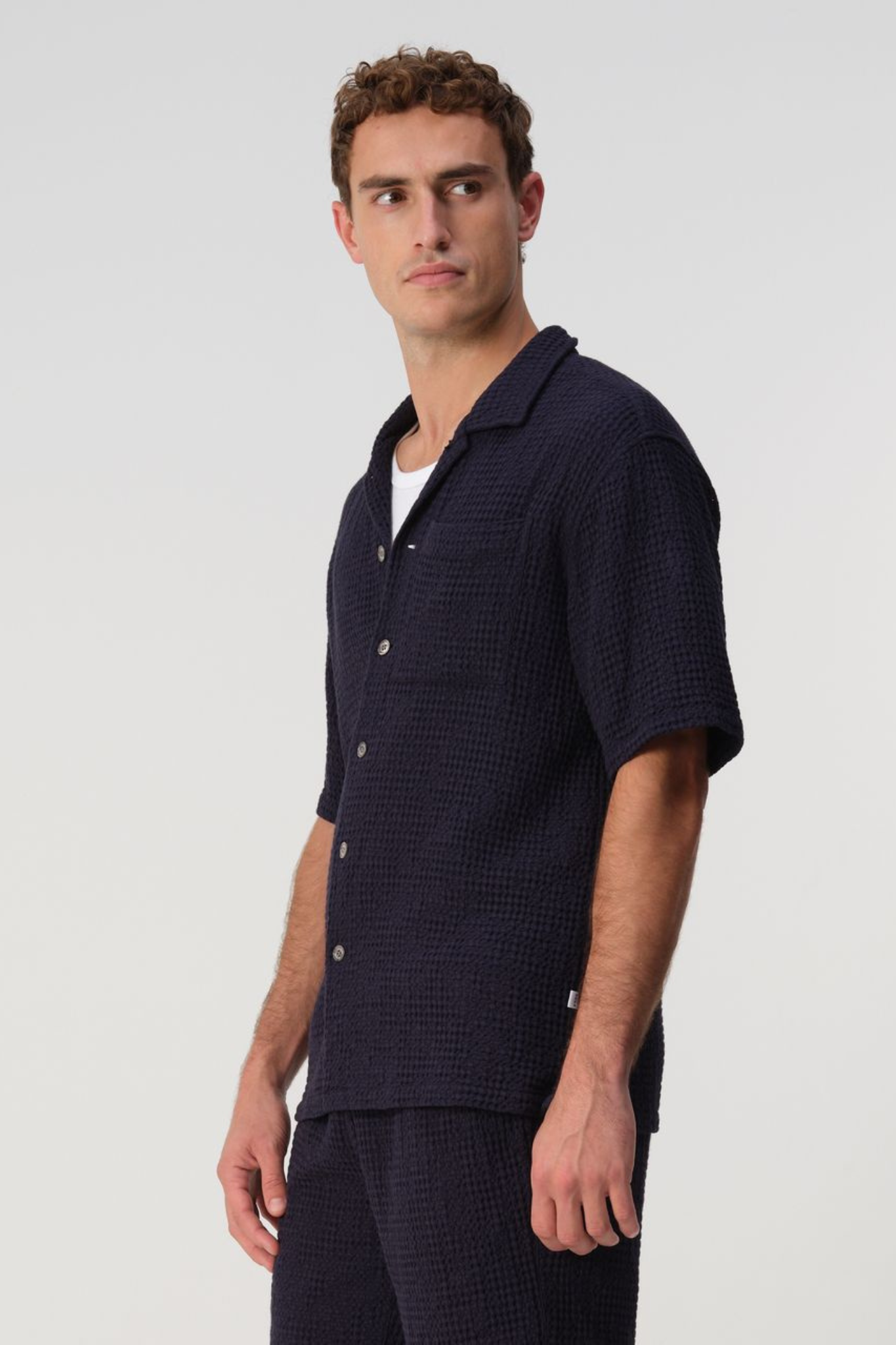 DUNCAN WAFFLE CASUAL SHIRT - SKY CAPTAIN