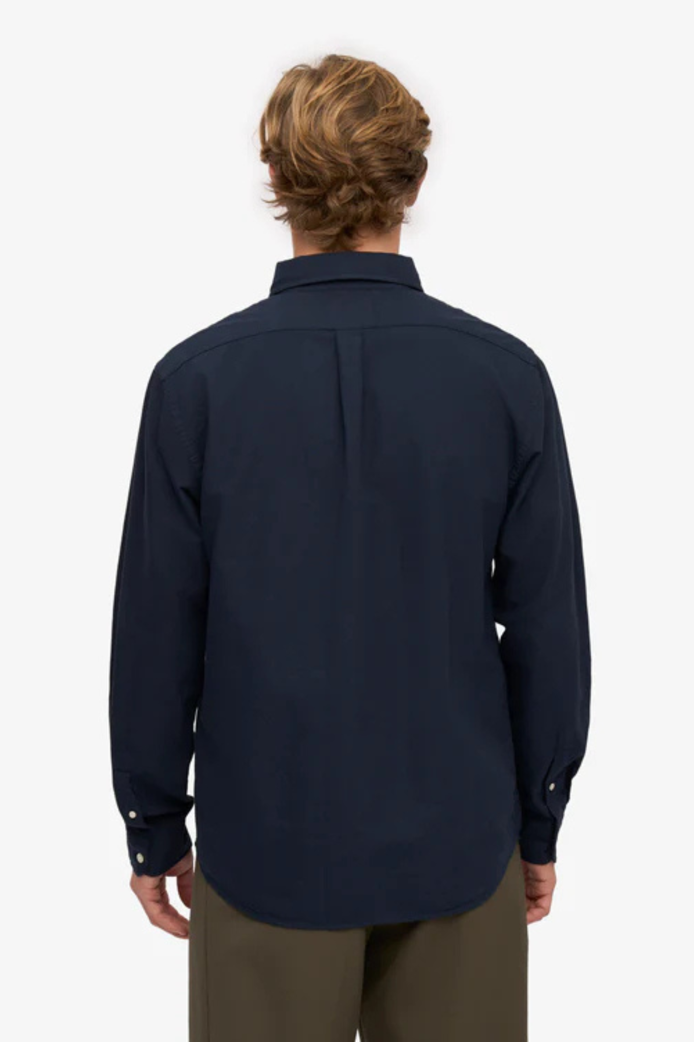 ORGANIC BUTTON DOWN SHIRT - NAVY BLUE
