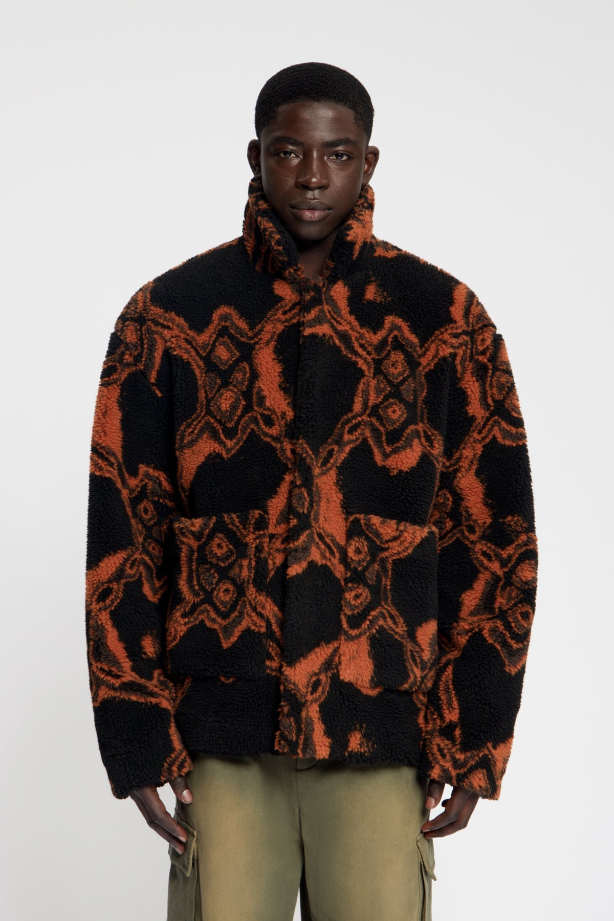 BURNED SHIELD FUR JACKET - BLACK