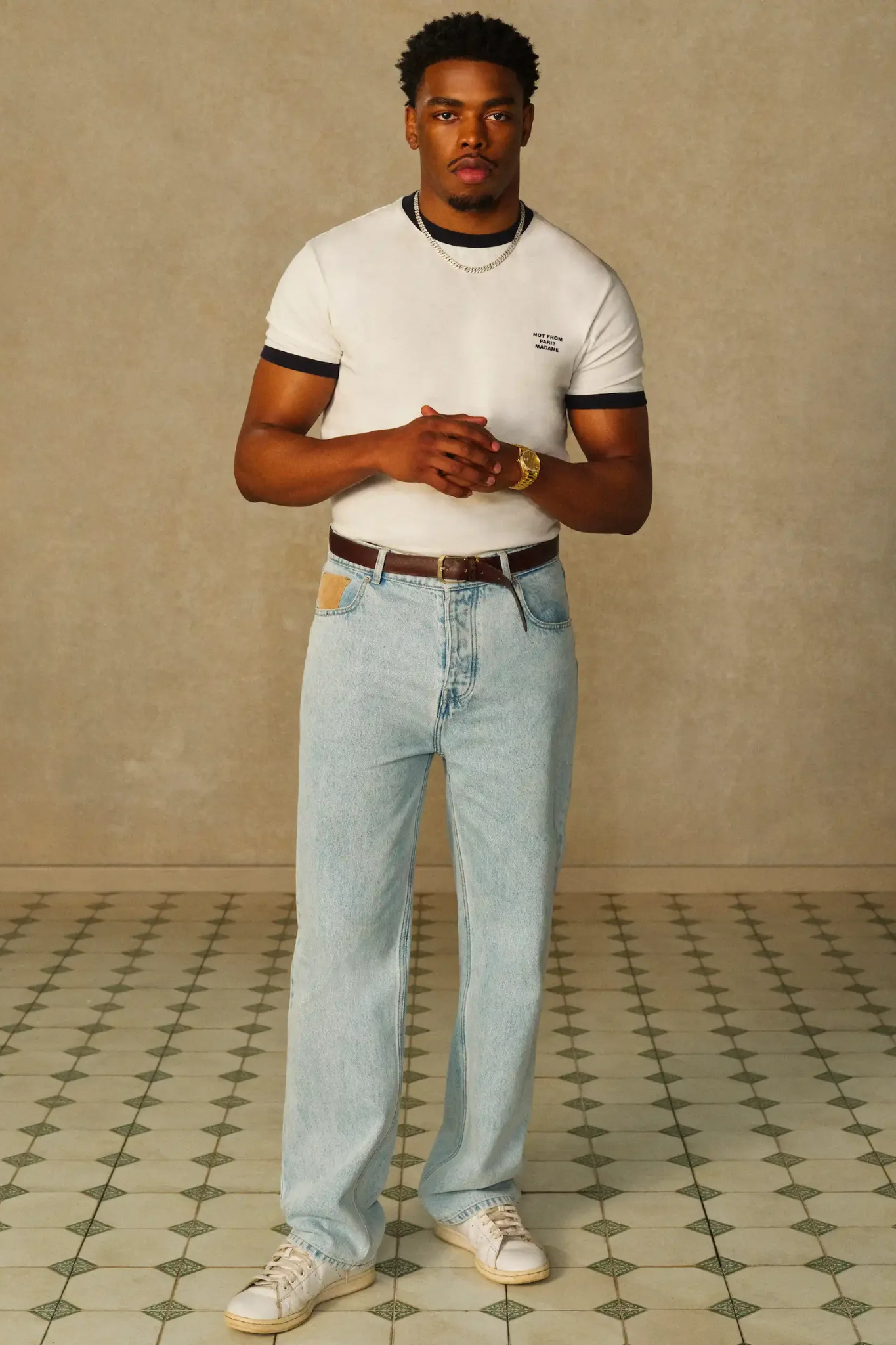 CONTRASTED SLOGAN T-SHIRT - OFF WHITE
