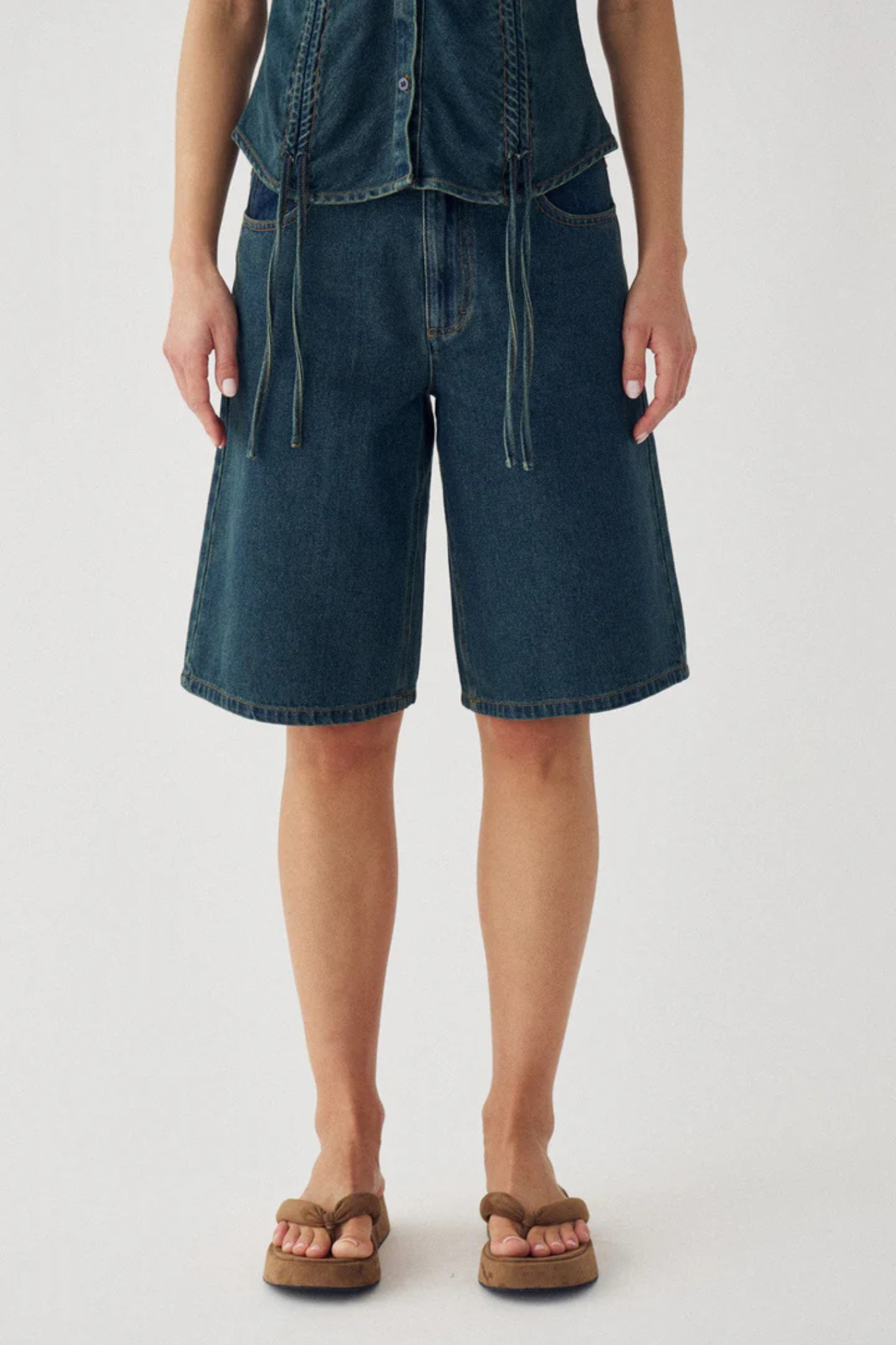KATY MW JORTS SHORTS - VINTAGE BLUE WASH