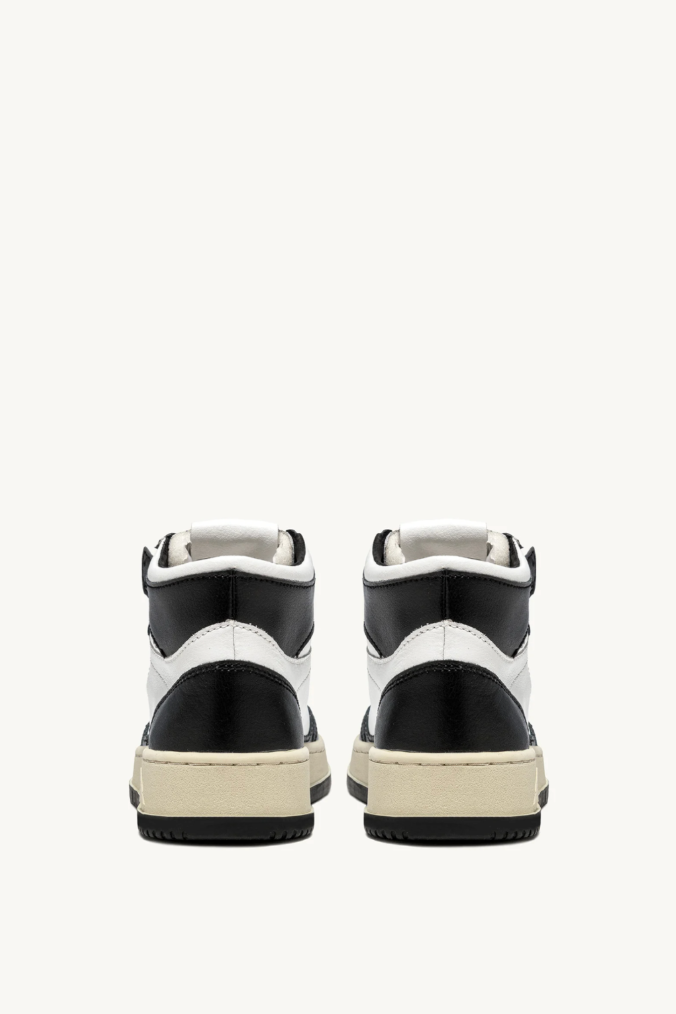 AUMW-WB01 MEDALIST MID BICOLOR SNEAKERS IN WHITE AND BLACK LEATHER