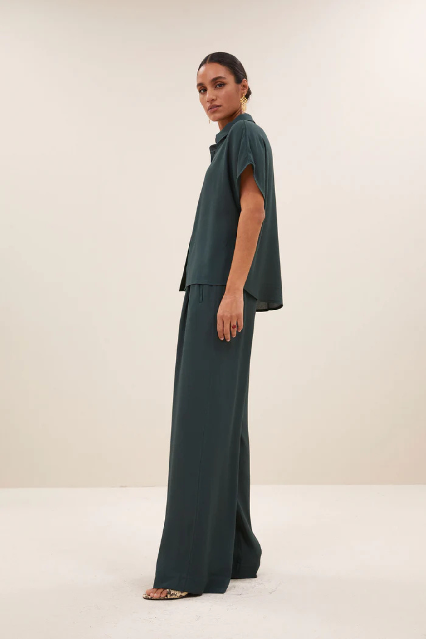 KARLY VISCOSE BLOUSE - DRIED BASIL