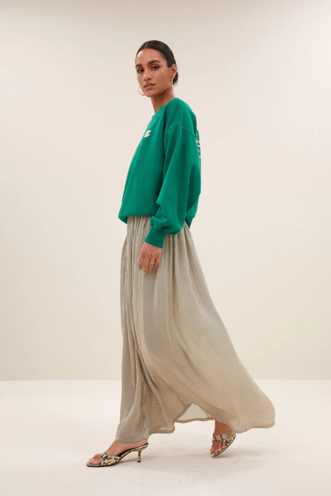 BIBI DICTIONARY BIG SWEATER - GREEN PEACOCK