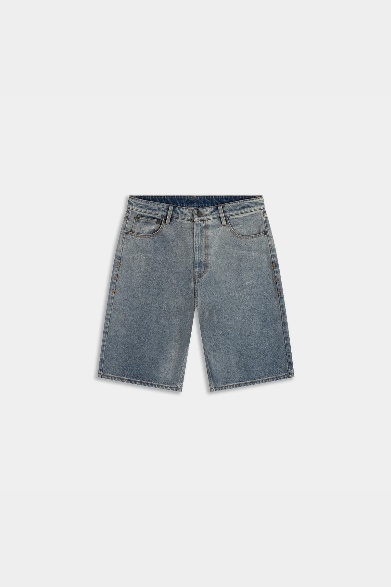 COMPACT SHIELD EMBROIDERY DENIM SHORTS - DENIM