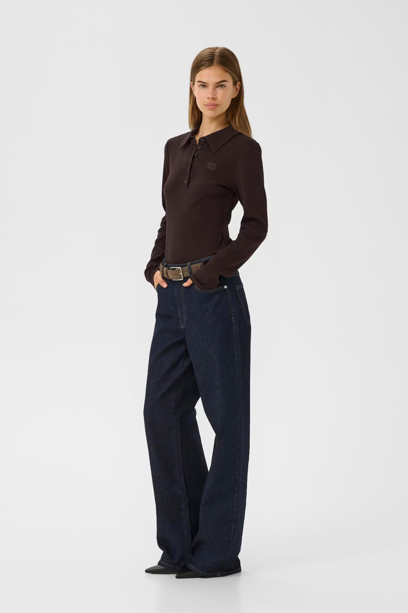 DREW LS POLO TOP - MOLE