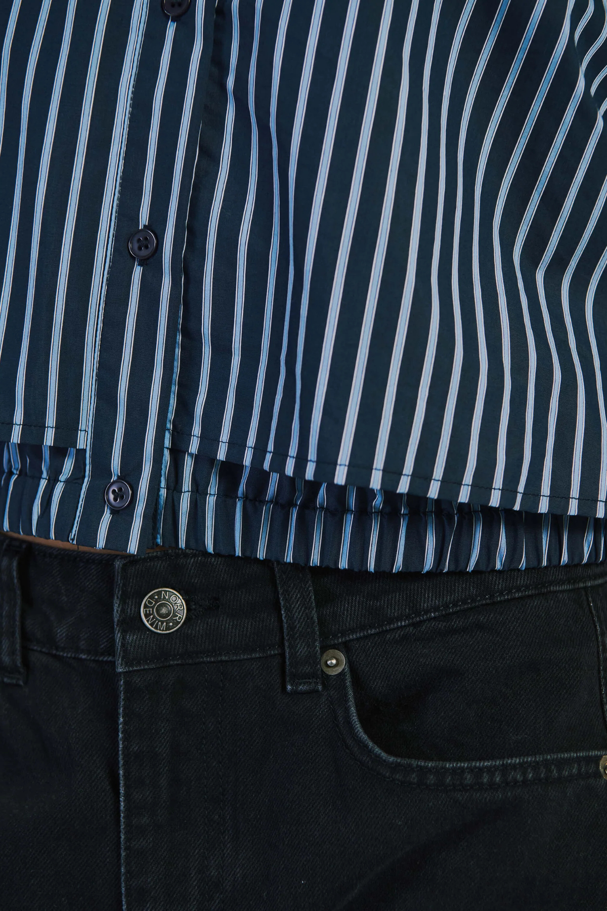 HOLLY CROPPED SHIRT - BLUE STRIPE