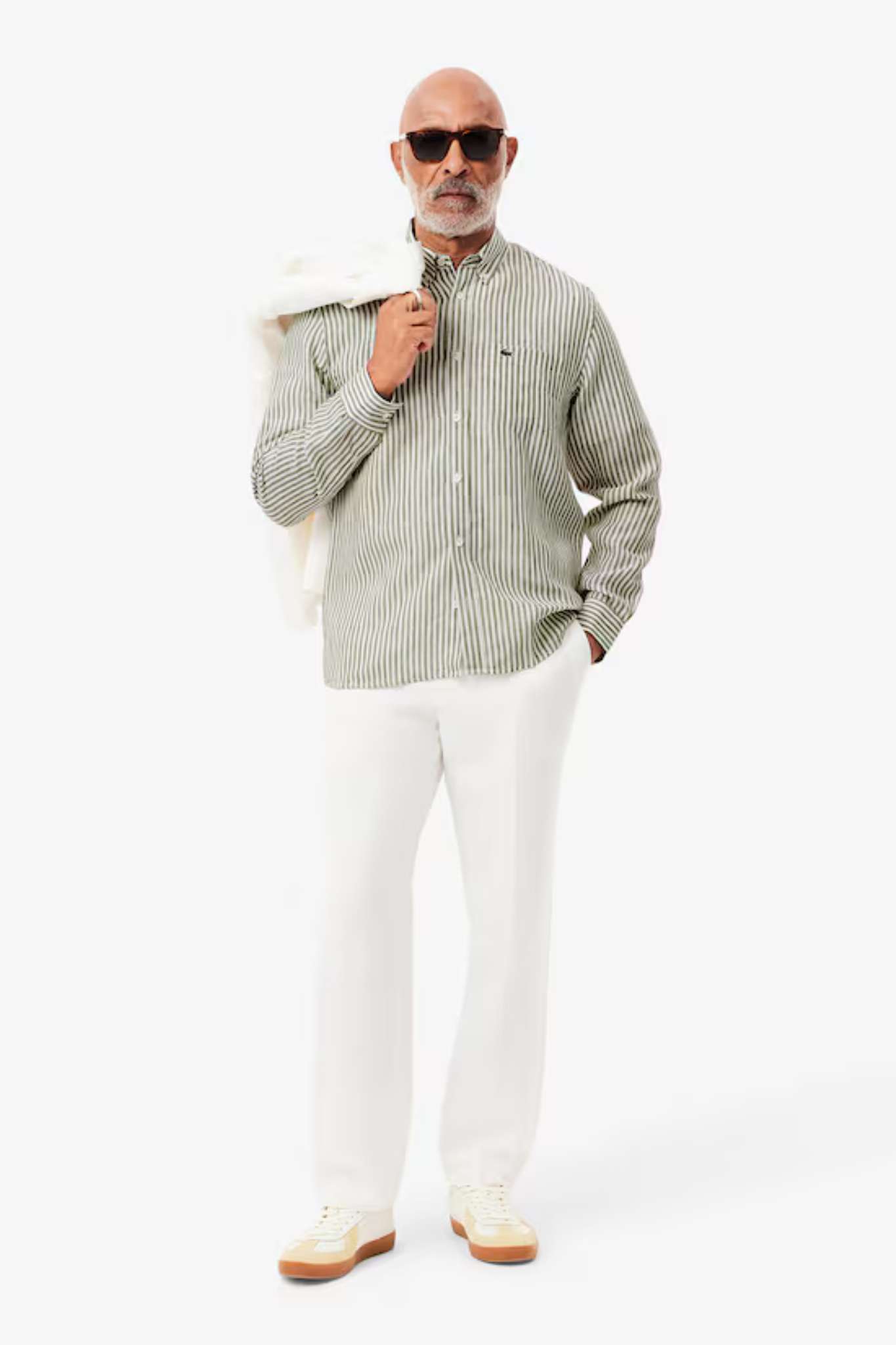 CH6985 L/S WOVEN SHIRT - KHAKI/WHITE