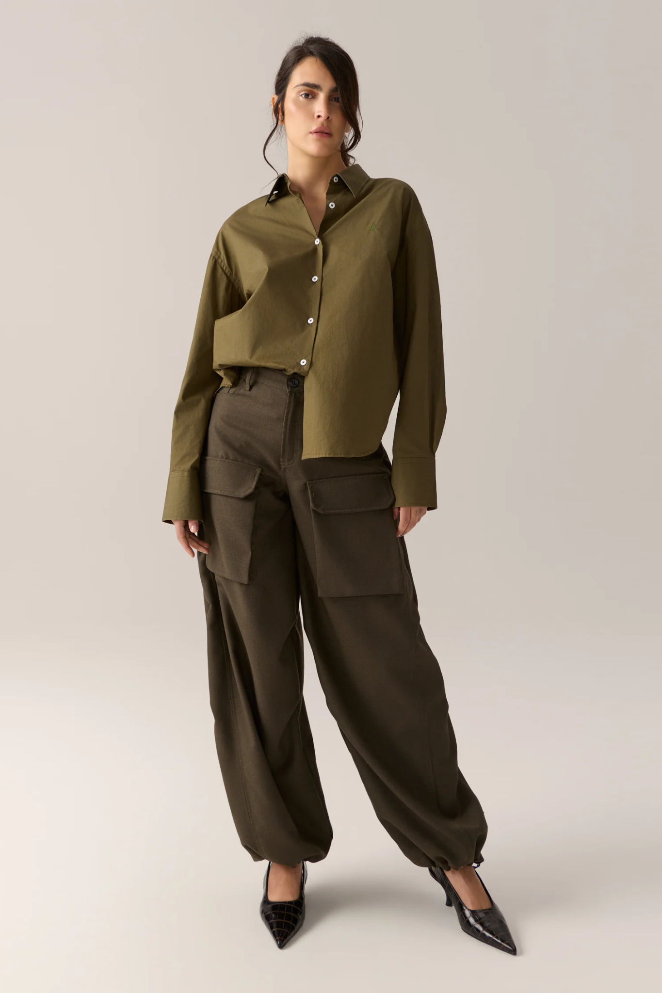 CARYN SHIRT - POPLIN KHAKI