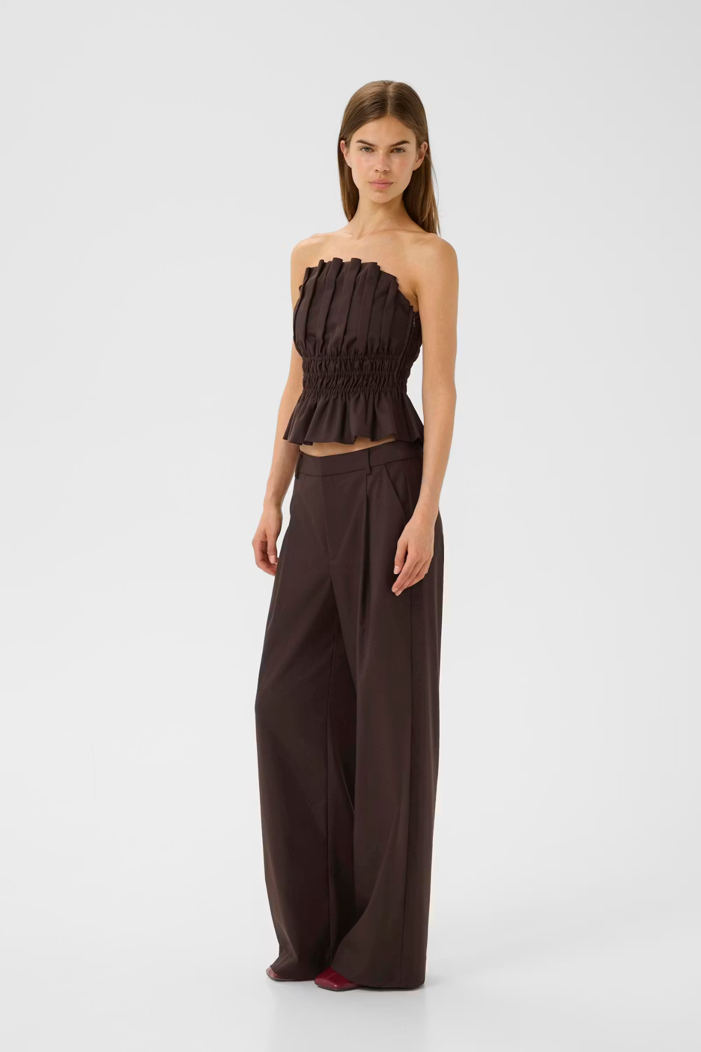 PAULA MW WIDE PANTS - BROWN
