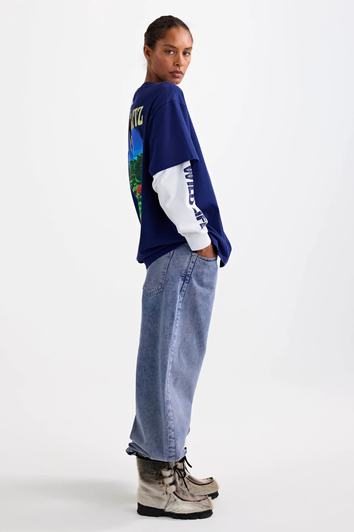 FIORE WIDE SKATE LONGSLEEVE T-SHIRT - BLUE