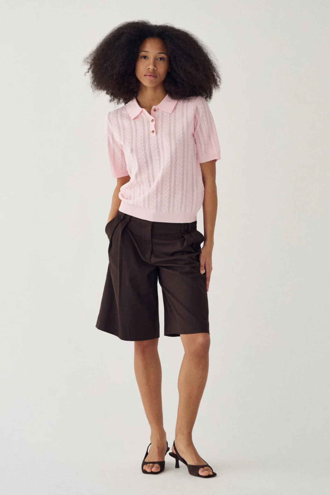 MECCA KNIT POLO - BABY PINK