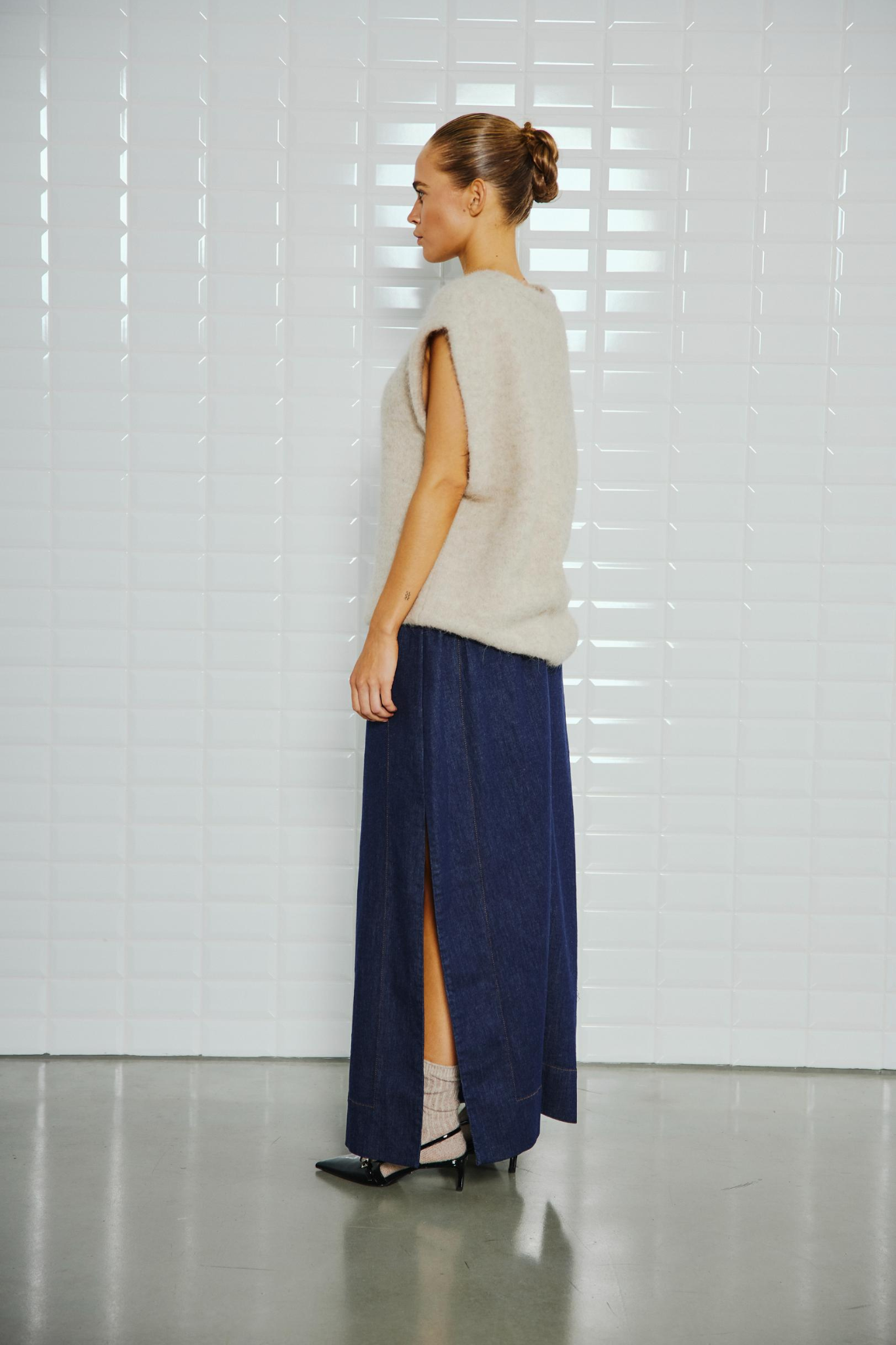 STELLA ALPACCA VEST FROSTED ALMOND MELANGE